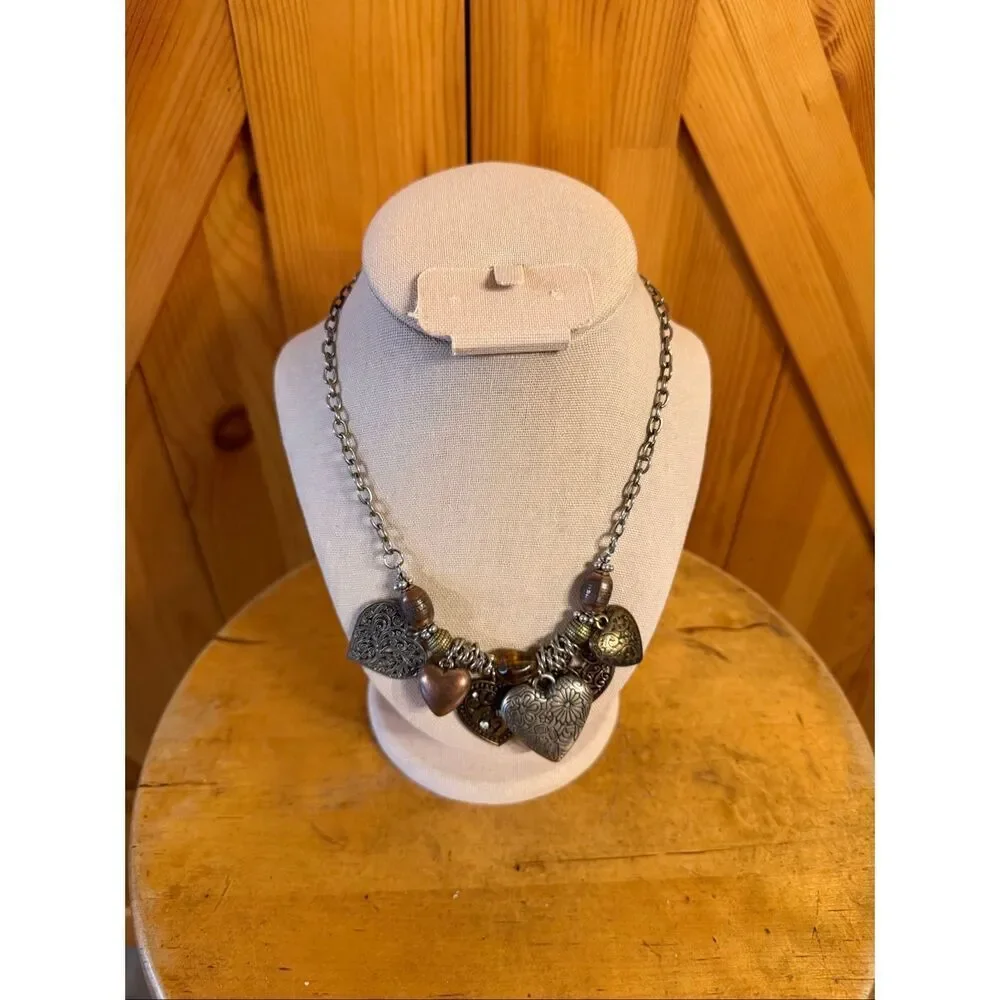 Mid-Century Multiple-Heart Necklace (7429)